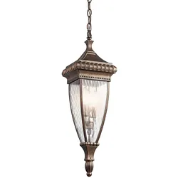 Außenleuchte Kettenlaterne Hängeleuchte Renaissance Design Bronze Glas H 62,9 cm