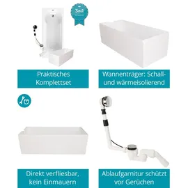 Calmwaters Modern Small 2 Badewanne Komplettset 180 x 80 cm