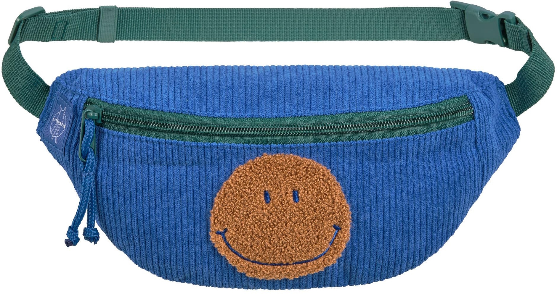 LÄSSIG Kinder Bauchtasche Umhängetasche mit verstellbarem Gurt/Mini Bum Bag Cord Little Smile Blue