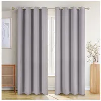 Blumtal Verdunklungsvorhänge 2er Set - Thermovorhang Hitzeschutz - Vorhang Blickdicht mit Ösen - Gardinenschals mit Schlaufen - Thermovorhang - Gardinen 265x140cm - Vorhang Schlafzimmer dick - Grau