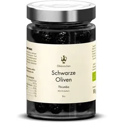 Ölkännchen Schwarze Oliven Thrumba mit Kräutern (mit Stein) bio