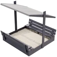 QLS Sandkasten aus Holz 120x120 cm mit Sitzbank Dach