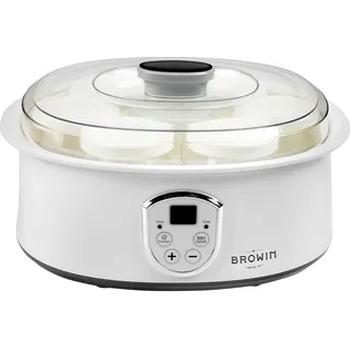 Browin 801015 Joghurtbereiter, Joghurtmaschine mit Thermostat und Gläsern, 7 Joghurtgläser mit Deckel, 1,3 L, 20 W