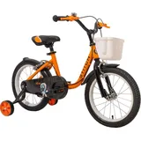 HILAND 14 Zoll Kinderfahrräder Mädchen Jungen mit Stützräder, Korb, Schutzbleche, Zweihandbremse, Klingel, Orange - Orange