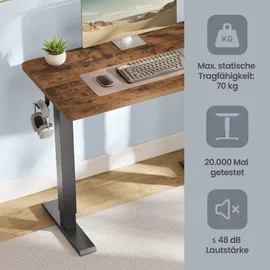 VASAGLE Schreibtisch Höhenverstellbar Braun