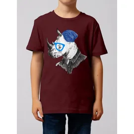 wat? APPAREL T-Shirt Nashorn in Weinrot | Gr.: 110/116