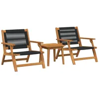 VidaXL Gartenstühle mit Tisch 3er Set Schwarz Akazienholz -