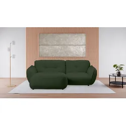 Ecksofa BETYPE "Be Fluffy", grün (dunkelgrün), B:269cm H:87cm T:184cm, 100% Polyester, Sofas, Softes Sitzgefühl, moderne Kedernaht, hochwertiger Bezug