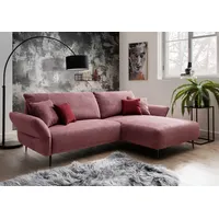 Ecksofa INOSIGN "Amarena L-Form", lila (brombeere), B:286cm H:96cm T:178cm, 100% Polyester, Sofas, inklusive Armlehnenverstellfunktion, 4x Zierkissen gratis