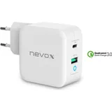 Nevox 65W USB - C Power Delivery (PD) + QC3.0 Ladegerät GaN, Weiss