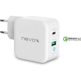 Nevox 65W USB - C Power Delivery (PD) + QC3.0 Ladegerät GaN, Weiss