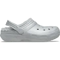 Crocs Classic Fuzz Lined Glitter Clog 38-39 EU Silver