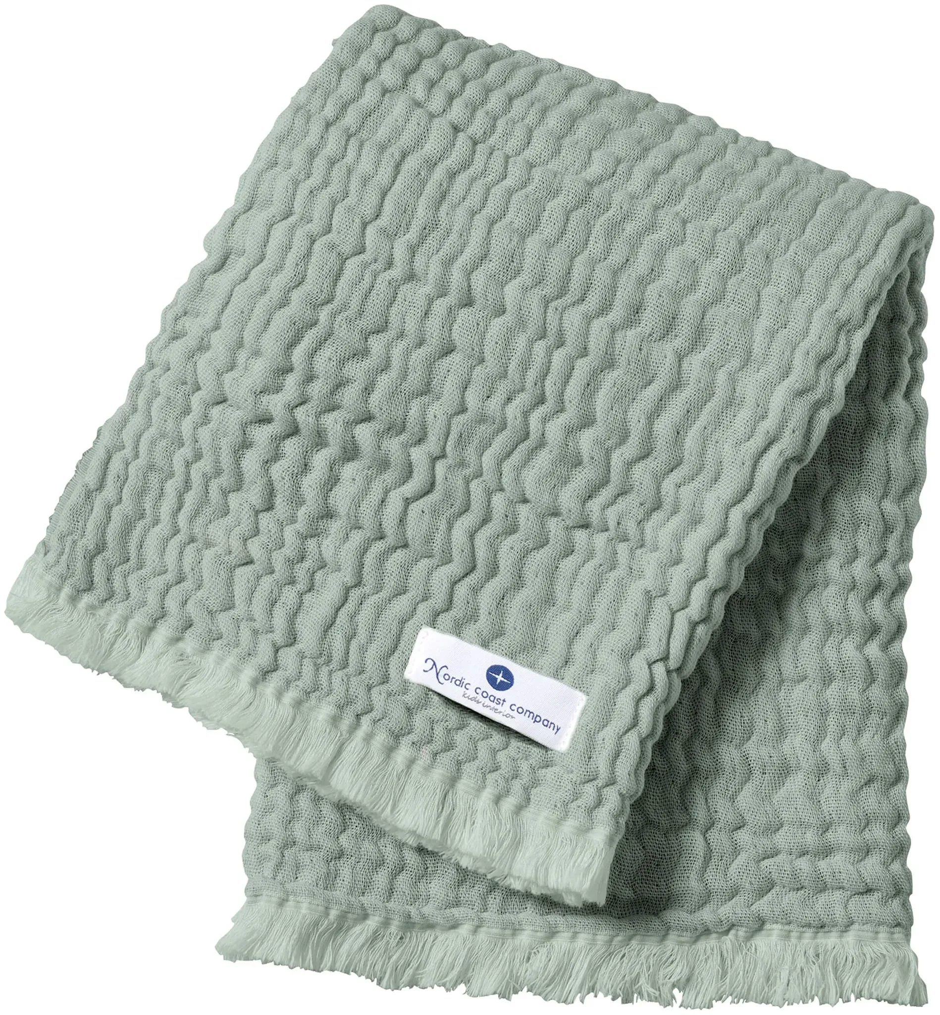 Nordic coast company Babydecke Musselin Fransen 80x80cm, gruen