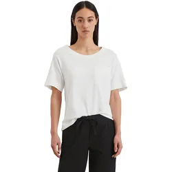 T-Shirt MARC O'POLO "mit aufgesetzter Satin-Tasche", Damen, Gr. XXS, weiß, Obermaterial: 100% Baumwolle, unifarben, Basic, loose fit, Rundhals, Kurzarm normaler Saum, Shirts