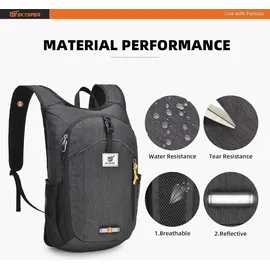 luxuskollektion 10L Faltbarer Rucksack Daypack Schwarz
