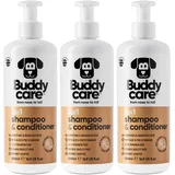 2in1 Shampoo & Conditioner von Buddycare - Praktisches Hundeshampoo und Conditioner in einem - Mit Aloe Vera und Pro-Vitamin B5 (500ml x3)