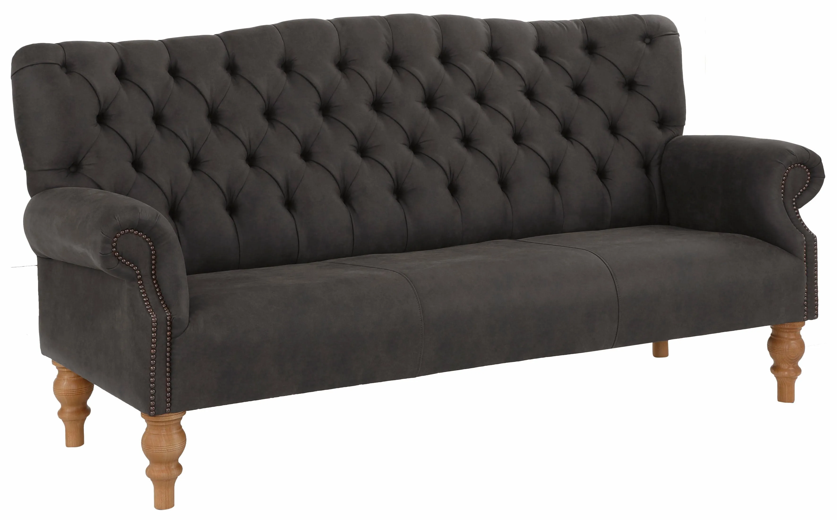 Home affaire Chesterfield-Sofa »Lord«, mit echter Chesterfield-Knopfheftung und Ziernägeln Home affaire anthrazit