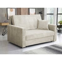 MIRJAN24 Schlafsofa Viva Bis Premium II, mit Bettkasten und Schlaffunktion, inkl. Kissen, Schwarz Metallfüße, Wellenfeder, 2 Sitzer beige