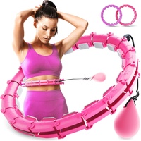 myhula Smart Hula Hoop Reifen für Erwachsene mit Gewichtsball&Noppen, Hula Hoop Reifen mit 24 verstellbare Glieder zum Abnehmen, Fitness&Gewichtsverlust, Anti-Rutsch-Pads angenehme Lautstärke (Pink)