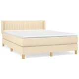 vidaXL Boxspringbett mit Matratze Creme 140x200 cm Stoff