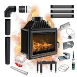 Kamineinsatz KRATKI MAJA 8kW Ø 200 Ökodesign Gusseisen SET