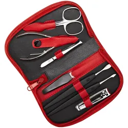 Maniküre-Etui Leder 7-teilig rot
