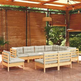 vidaXL Garten-Lounge-Set 9-tlg. creme Kiefer