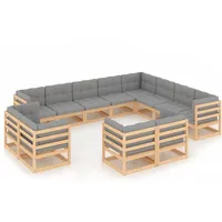 vidaXL Garten-Lounge-Set 12-tlg. grau