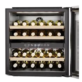 Klarstein Rhone 36 Duo Weinkühlschrank 36 Flaschen, 2 Zonen, 5-22°C, LED-Steuerung, UV-Schutz, Leiser Betrieb, Schwarz, Weinklimaschrank