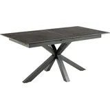 Kulissen-Esstisch >Heaven< (ausziehbar bis 210cm) in schwarz, Glas-Keramik, Stahl - 168(210)x76x90cm (BxHxT) - Schwarz
