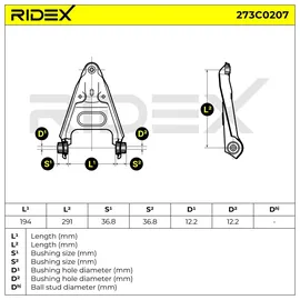 RIDEX 273C0207 Lenker, Radaufhängung Querlenker Dreieckslenker, Achslenker vorne