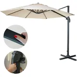 Mendler Gastronomie-Ampelschirm HWC-A96, Sonnenschirm, rund Ø 4m Polyester Alu/Stahl 27kg ~ creme ohne Ständer