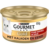 Gourmet Gold Feine Snacks Katzenfutter, Nassfutter mit Truthahn und Ente in Sauce - 24x85g - (24 Dosen; 2,04kg)