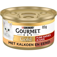 Gourmet Gold Feine Snacks Katzenfutter, Nassfutter mit Truthahn und Ente in Sauce - 24x85g - (24 Dosen; 2,04kg)