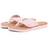 Zehentrenner TOMMY HILFIGER "TH LTR FOOTBED SUMMER SANDAL", Damen, Gr. 36, rose, Textil, Basic, Schuhe Zehentrenner, Sommerschuh, Strandschuh, Dianette, Flat mit Logoemblem
