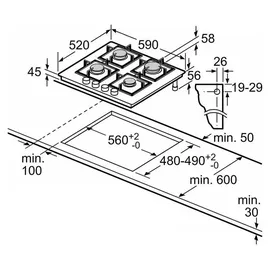 Bosch Backofen-Set Teleskopauszug 3D Heißluft + Gaskochfeld 60 cm Zündsicherung