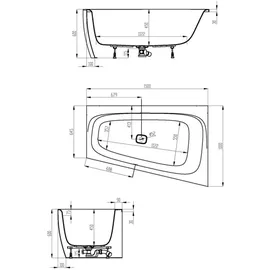 Hoesch iSensi Monolith Trapezbadewanne 150 x 100 cm (rechts)
