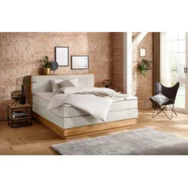 Home Affaire Boxspringbett HOME AFFAIRE "Cavan", beige, L:220cm, Microfaser (100% Polyester), Komplettbetten, Boxspringbett, Eiche, inkl. Bettkasten & Topper, verschiedene Härtegrade (auch H4)