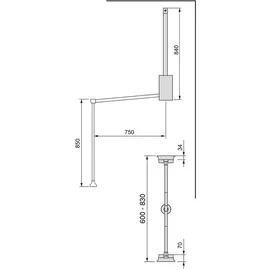 Emuca - Kleiderlift für Schrank, Ausziehbarer Kleiderlift 600-830mm Breite, Schrankinnenseiten Montage, Verchromt, Stahl