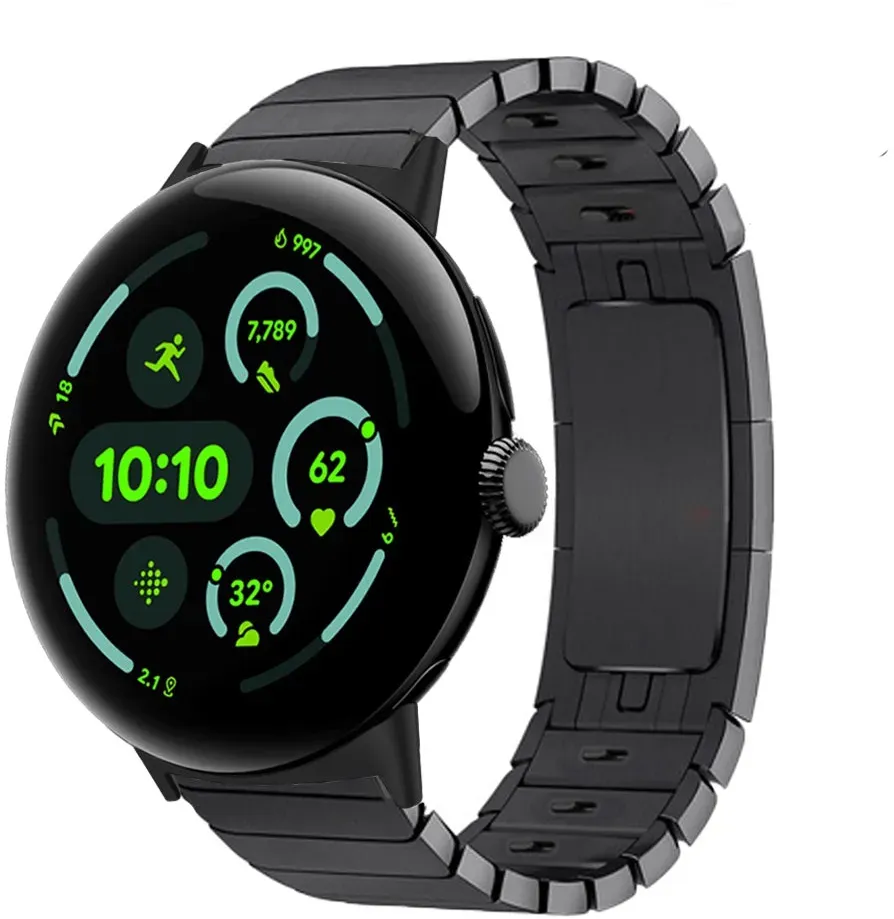 Strap-it Google Pixel Watch 4 (45mm) Armband Stahl 'Premium' für Google Pixel Watch 4  - 45mm - Schwarz - Butterfly-Verschluss