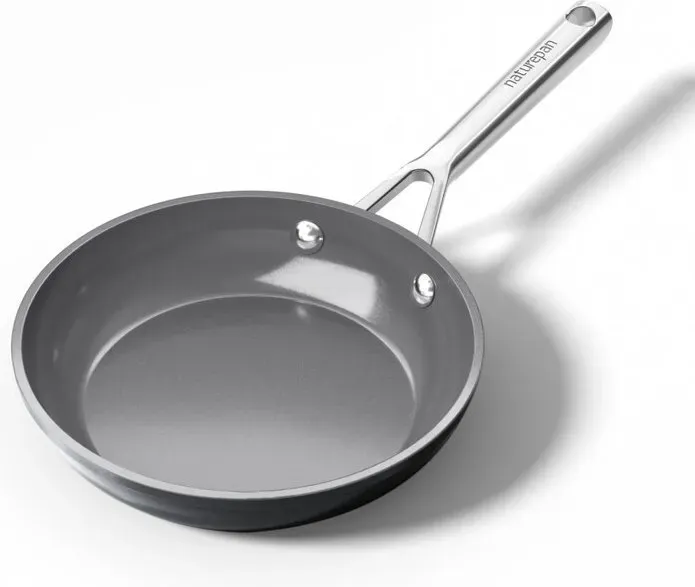 naturepan Keramik-Kochgeschirr Diamant Titane 20 cm - Antihaftbeschichtung ohne PTFE/PFOA/PFAS - Kaltgriff - Induktions- & ofenfest - Spülmaschinenfest - Milchweiß