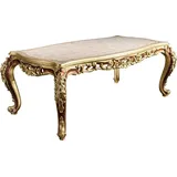 Casa Padrino Luxus Barock Esstisch Creme / Beige / Braun / Gold 210 x 110 x H. 85 cm - Prunkvoller Massivholz Esszimmertisch - Esszimmer Möbel im ...