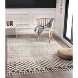 the carpet Vera Handmade-Look, Super Weicher Wohnzimmer Teppich, 3D Effekt, Hochflor, Langflor, Fransen, Skandinavisch, Kariertes Muster, Beige, 80 x 150 cm