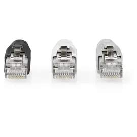 Nedis CCBW89380GY RJ45-Stecker | RJ45 Pass Through | Festes/verseiltes FTP CAT6a | Gerade | Vergoldet | 10 Stück | PVC | Grau | Box
