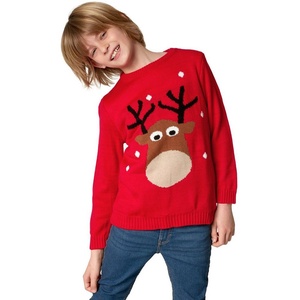 dressforfun Weihnachtspullover Weihnachtspullover reizendes Rentier für Kinder (1-tlg) rot 116 (5-6 Jahre)