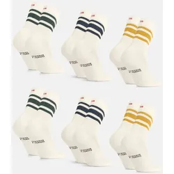 TENNISSOCKEN AUS BIO-BAUMWOLLE - 6-Pack - Offwhite/Dunkelgrün | Offwhite/Marineblau | Offwhite/Senf - 39-42