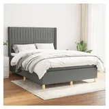 vidaXL Boxspringbett mit Matratze Dunkelgrau 140x200 cm Stoff