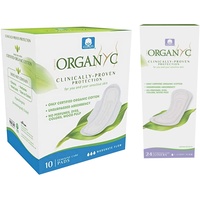 Organyc Organ(y) c, Flache Slipeinlagen aus 100% zertifizierter Bio-Baumwolle & Organ(y) c, Hygienebinden für den täglichen Gebrauch mit gefalteten Flügeln aus 100% Bio-Baumwolle - 10er-Packung