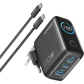 Anker Nano 100W 3-Port Ladegerät Apple, Samsung C1/C2:100W, C1+C2:70W+30W/95W+5W, C1/C2+A:67W+33W/95W+5W, Dark Gray