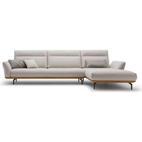 hülsta sofa Ecksofa hs.460, Sockel in Nussbaum, Winkelfüße in Umbragrau, Breite 338 cm grau